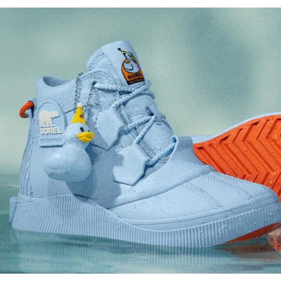 NEW SOREL Out N About IV Splashy Size 9.5 Women's Arctic Sea/ Orange - Picture 4 of 9